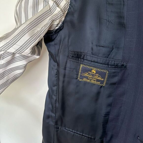Brooks Brothers Vintage Men’s Navy Windowpane Suit - Picture 11 of 16